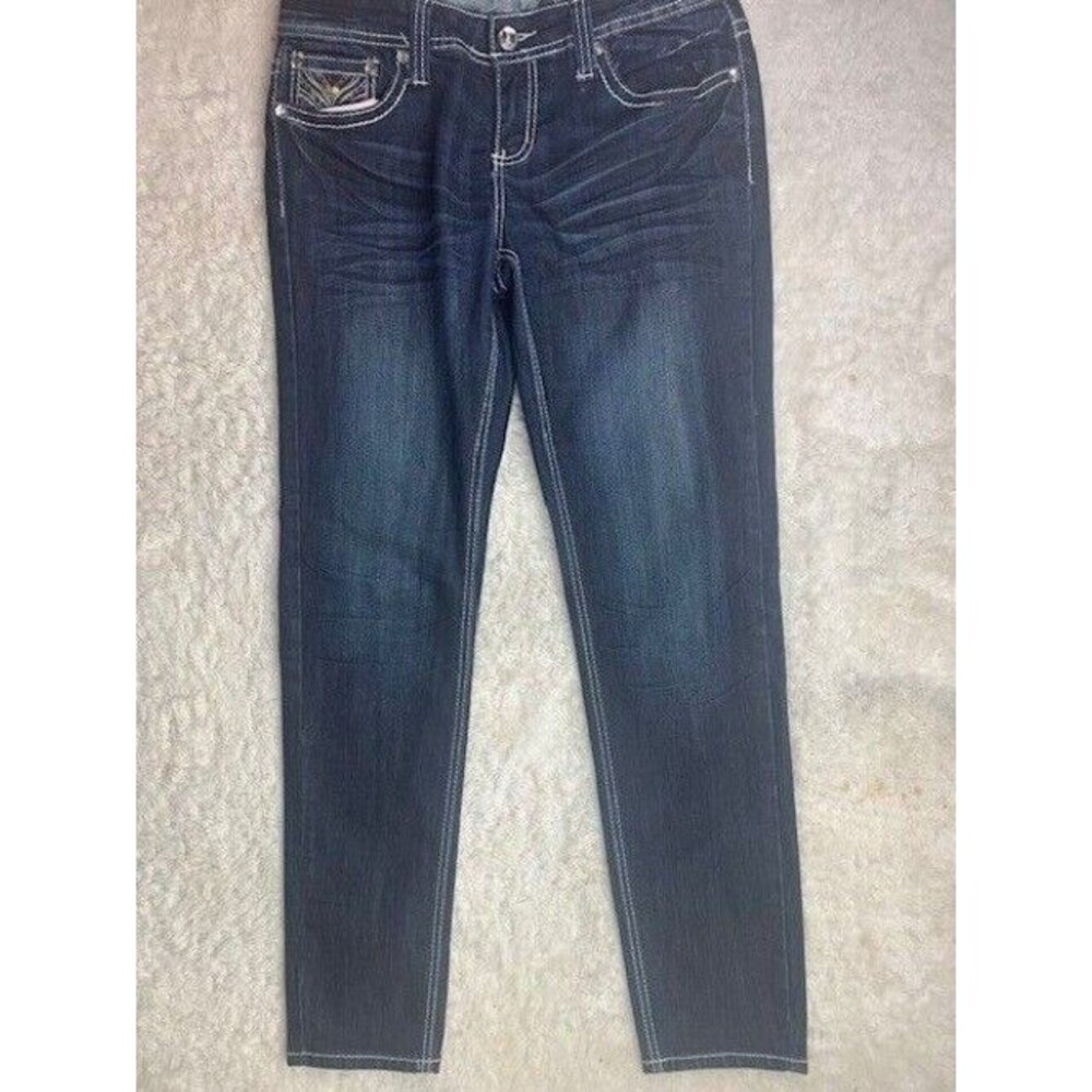 ZCO Size 11 Womens Jeans Bling Skinny Ankle Dark Wash Low Rise Stretch